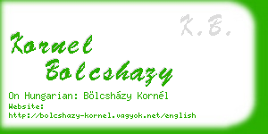 kornel bolcshazy business card